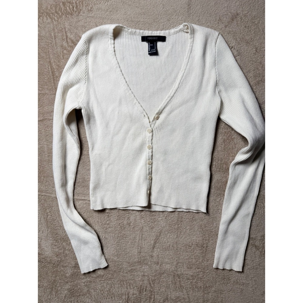Forever 21 Womens Small Ribbed Cardigan Coquette‎ Balletcore Feminine Layering